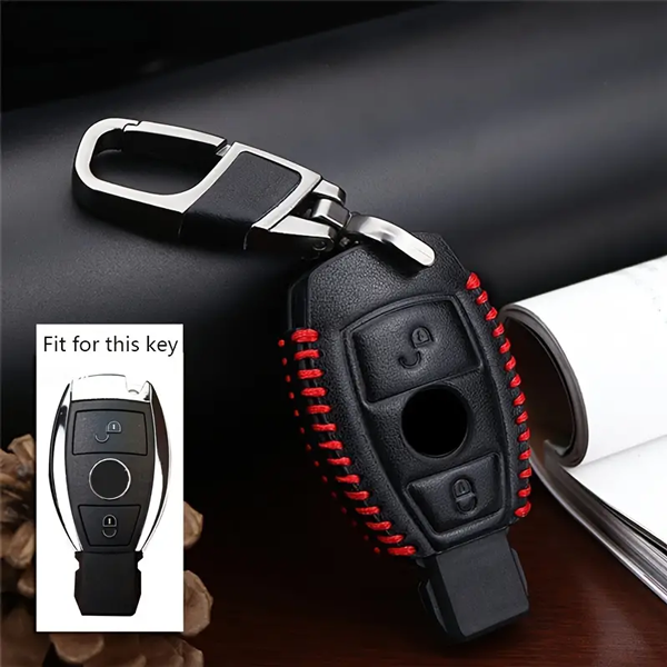 Луксозен кожен калъф за ключ на автомобил Mercedes